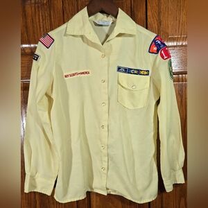Oscar De La Renta x Boy Scouts Vintage Uniform Shirt Patches Button Up Sz 12